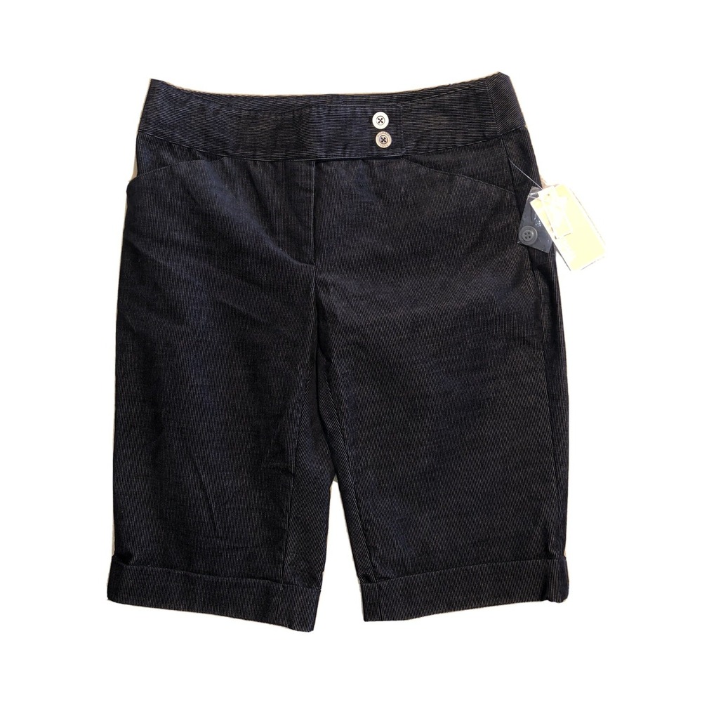 New Michael Kors Shorts Size 6 Black Bermuda Corduroy